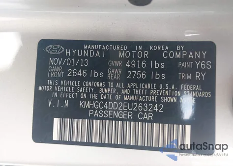 2014 Hyundai Genesis 3.8 from USA, damaged, VIN KMHGC4DD2EU263242